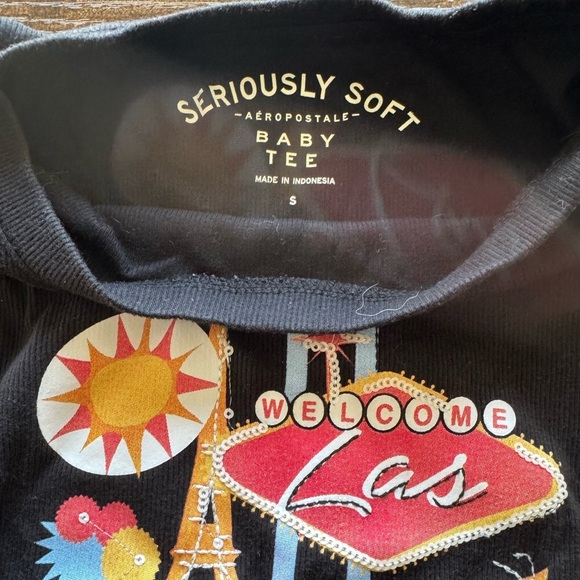 Aeropostale Seriously Soft Crop Tee. Vegas. Some sequin embellishments. Size S - Picture 3 of 3
